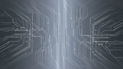 Obraz premium Abstract digital circuit board with intricate patterns in shades of blue and gray, creating a futuristic and high-tech atmosphere.