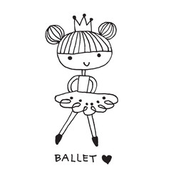 Cute girl doodle cartoon character hand drawing isolated