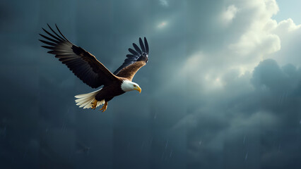 Obraz premium Majestic Eagle Soaring Through a Stormy Sky