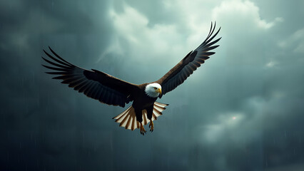 Obraz premium Majestic Eagle Soaring Through a Stormy Sky