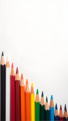 Vibrant Wave of Colored Pencils on Minimalist Background