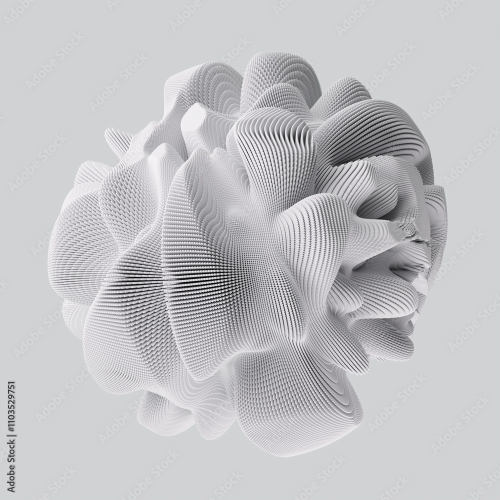 Poster 3d render of abstract detailed shape. Minimal futuristic background.