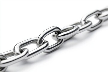 Obraz premium Close-Up of Shiny Metallic Link in a Strong Steel Chain Arrangement