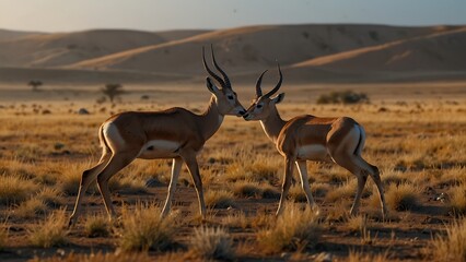 Obraz premium two gazelle living in the savannah habitat