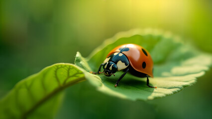 Obraz premium Detailed Macro Shot of a Ladybug
