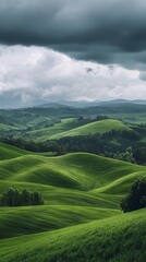 Fototapeta premium Stunning Green Hills Under Dramatic Sky