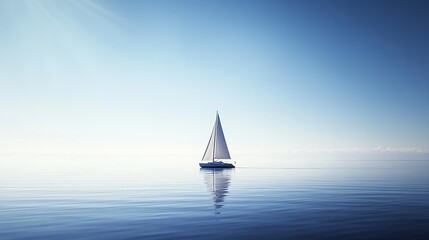 The beauty of a sailboat peacefully navigating the vast blue seas.