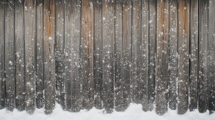 Winter Scene: Snowy Wooden Fence