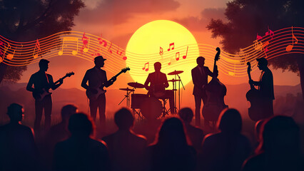 Outdoor Jazz Festival at Sunset