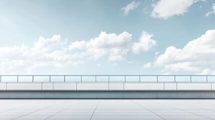 Obraz premium Modern Minimalist Outdoor Space with Clear Sky and Soft Clouds