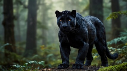 black puma in the woods