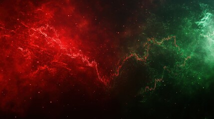 Fototapeta premium A striking image of stock market volatility with a mix of red and green glowing elements.