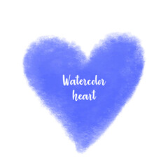 Vector illustration of a watercolor blue heart on a white background. Watercolor cut out heart.