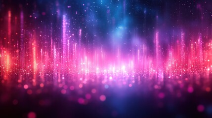 Abstract vibrant pink, blue, and red glowing light streaks and bokeh.