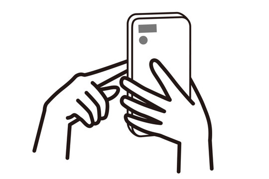 recommend clip art: スマートフォンを操作する手 線画03