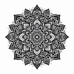Floral style mandala design with black and white color 