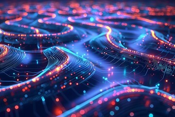 Abstract Digital Landscape Network Data Flow Visualization