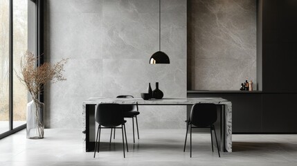 Fototapeta premium Modern Grey Marble Dining Area Design