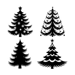 Unique Christmas Tree silhouette vector set for Festive Celebrations, Christmas or Pine tree silhouette set collection vector illustration