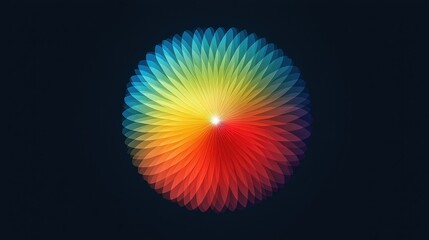 Rainbow Gradient Flower on Dark Background - Minimalist Vector Design