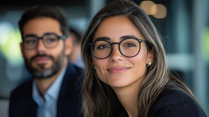Confident and positive businesswoman in corporate office environment smiling and looking at during work or meeting in professional setting