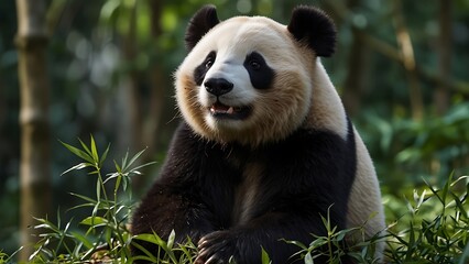 Fototapeta premium giant panda in bamboo forest