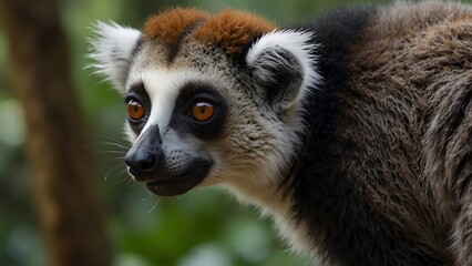 Obraz premium lemur on a tree close up photo