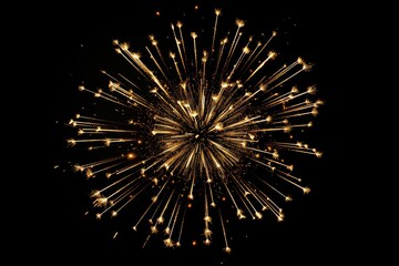 Obraz premium golden fireworks on black background with golden bokeh effects. MZ