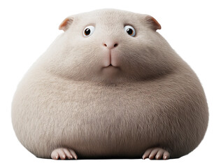 PNG Cute fluffy cartoon guinea pig with a surprised expression