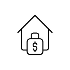 Locked house outline icons, minimalist vector illustration ,simple transparent graphic element .Isolated on white background