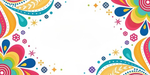 Obraz premium Vibrant Floral Design with Teardrop and Leaf Motifs, Perfect for Festive Celebrations and Joyful Occasions