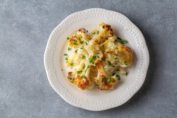Baked cauliflower gratin with cream and cheese