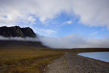 The landscape of Bamsebu in Svalbard