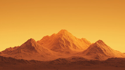 Naklejka premium Majestic mountains rise under golden sky, creating serene landscape. warm hues evoke sense of tranquility and wonder in this stunning natural scene