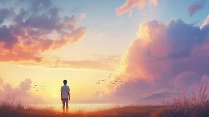 Serene Sunset Over Tranquil Landscape