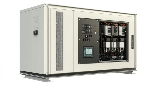Variable Speed Drive. Industrial Electric Unit for Voltage Stabilization in Construction