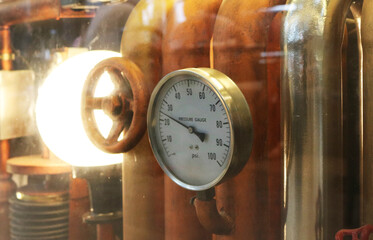 Pressure gauge meter retro factory style.	