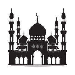 A beautiful mosque silhouette vector illustration