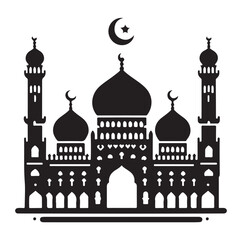 A beautiful mosque silhouette vector illustration