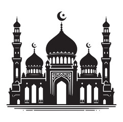 A beautiful mosque silhouette vector illustration