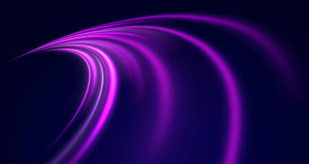 Laser beams luminous abstract sparkling isolated on a transparent background.  Abstract background in blue and purple neon glow colors. Png, lens, light, neon, line, blur, beam, ray.