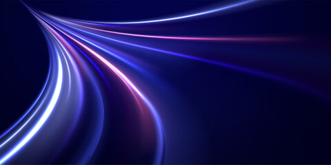Abstract background in blue and purple neon glow colors. Png, lens, light, neon, line, blur, beam, ray. Laser beams luminous abstract sparkling isolated on a transparent background. 