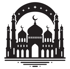 A beautiful mosque silhouette vector illustration