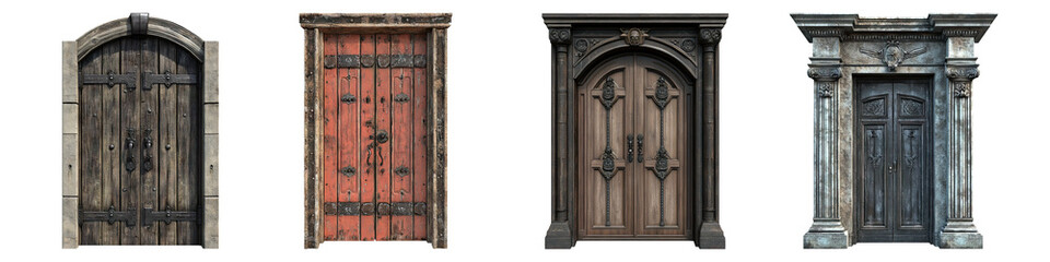 A door secret isolated on transparent background, Set of