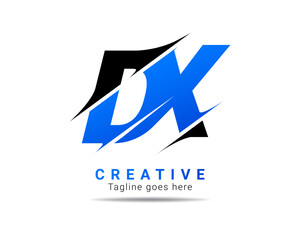 Letter DX logo design. Creative Modern D X Letters icon vector