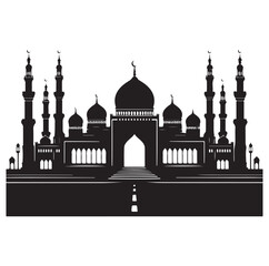 A beautiful mosque silhouette vector illustration
