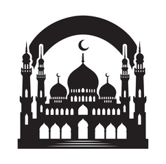 A beautiful mosque silhouette vector illustration