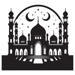 A beautiful mosque silhouette vector illustration