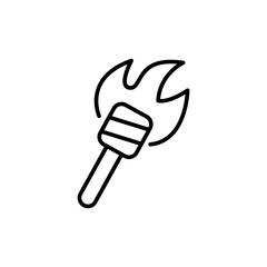 Fire torch outline icons, minimalist vector illustration ,simple transparent graphic element .Isolated on white background