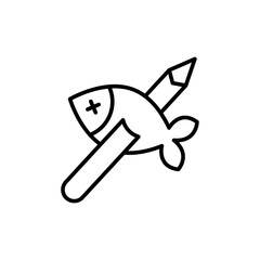 Fototapeta premium Spearfishing outline icons, minimalist vector illustration ,simple transparent graphic element .Isolated on white background